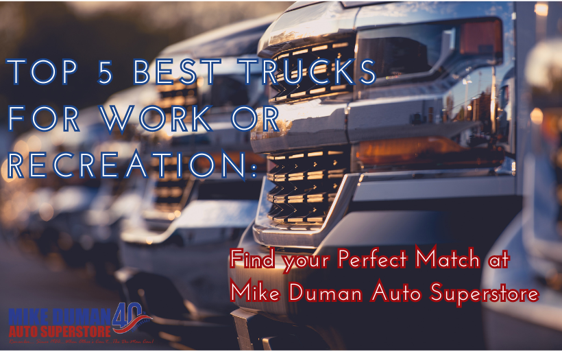 When it comes to versatility, power, and durability, used trucks are the go-to choice for both work and recreational activities. At Mike Duman Auto Superstore in Virginia, we understand the importance of finding the perfect truck that meets your needs. In this blog post, we have curated a list of the top five best-used trucks for work and recreation. Whether you need a truck for towing heavy loads or embarking on outdoor adventures, we have got you covered.  Ford F-150  The Ford F-150 has long been the king